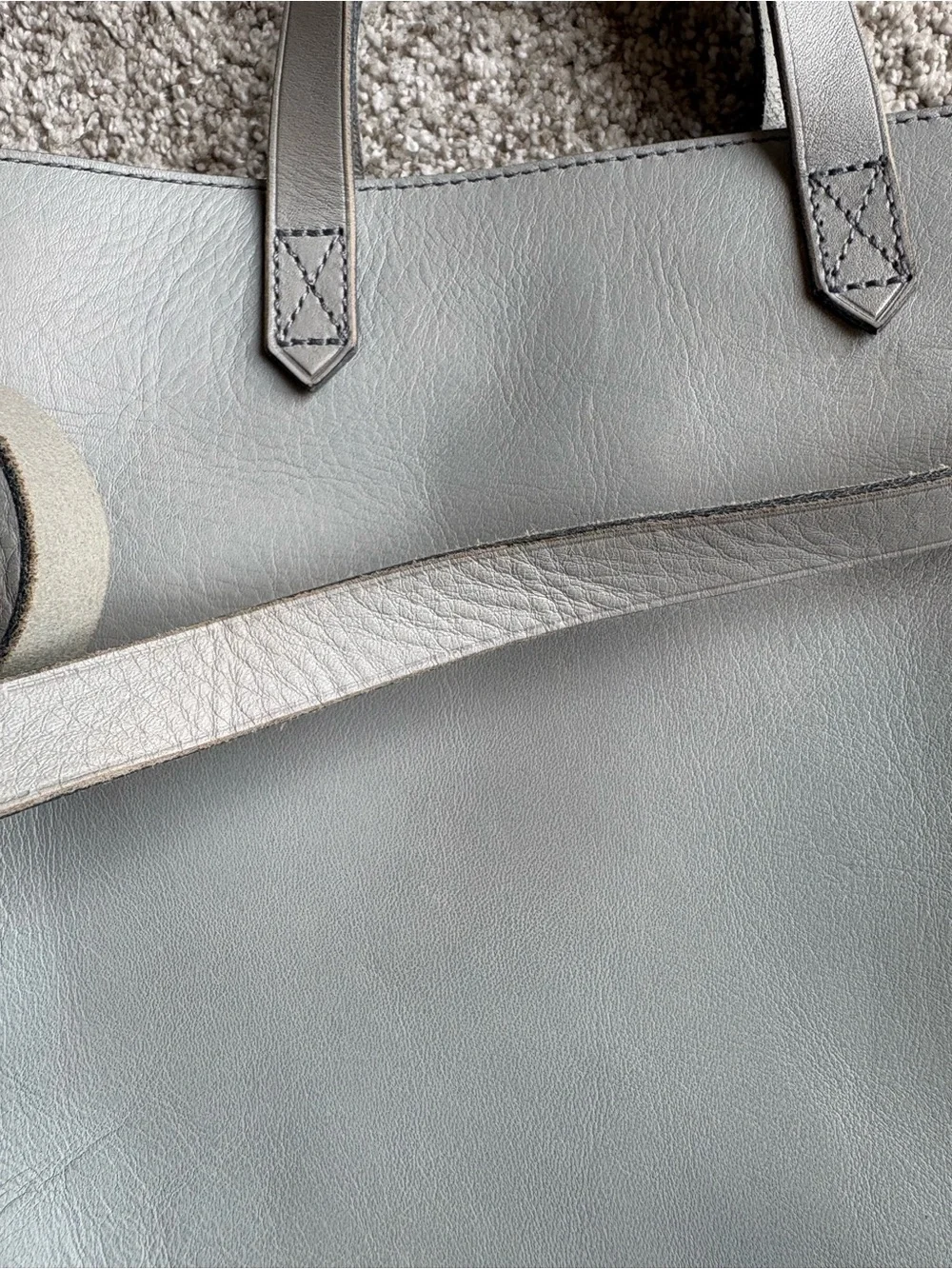 Madewell Light Gray Leather Tote Bag